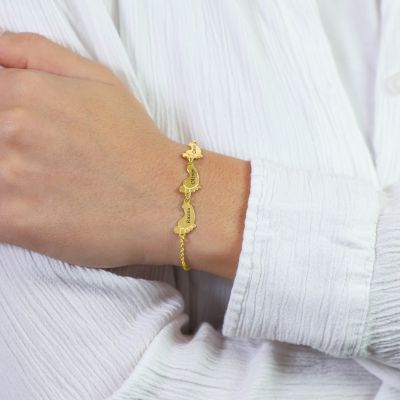 Bracelet Chemin de Famille avec Noms [Plaqué Or 18ct]
