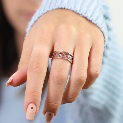 Bague Racines de Famille avec Pierres de Naissance [Plaqué Or Rose 18ct]