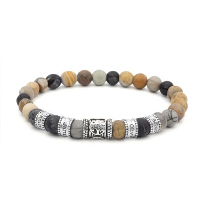 Familienbaum Diamant Namensarmband aus Picasso Jaspis [Sterlingsilber]