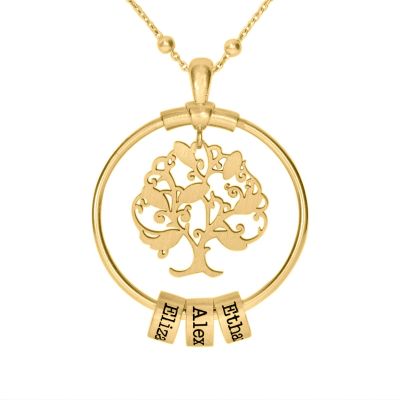 Collier Arbre Familial avec Noms [Plaqué Or 18ct]