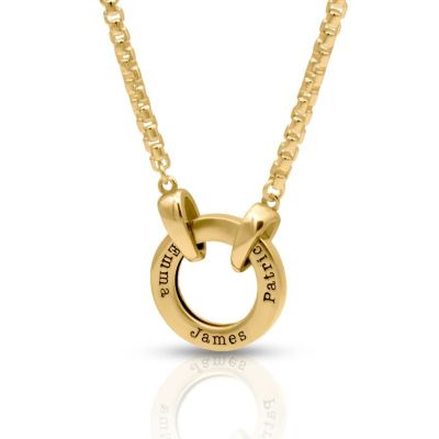 Father's Circle Box Chain Name Necklace - 18K Gold Vermeil