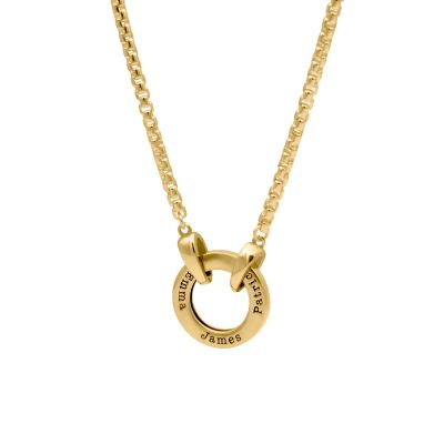 Father's Circle Box Chain Name Necklace - 18K Gold Vermeil