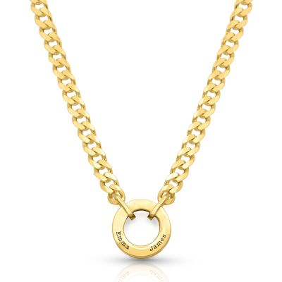Father’s Circle Cuban Chain Name Necklace - 18K Gold Vermeil