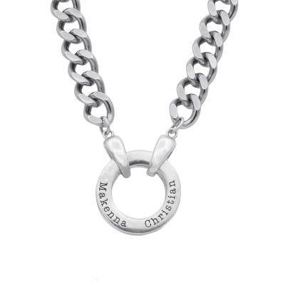 Father’s Circle Cuban Chain Name Necklace