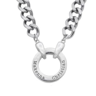 Father’s Circle Cuban Chain Name Necklace