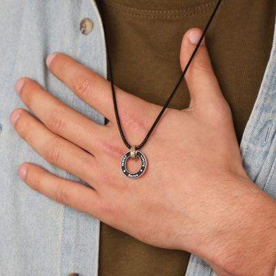 Vadercirkel Naam Ketting - 18K Goud Vermeil / Zwart Koord
