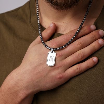 Father's Tag Name Necklace - Sterling Silver