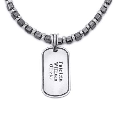 Father's Tag Name Necklace - Sterling Silver