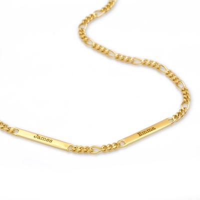 Figaro Kette mit Gravur [750er Gold Vermeil]