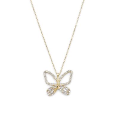 Fluttering Butterfly Crystal Necklace [18K Gold Plated]