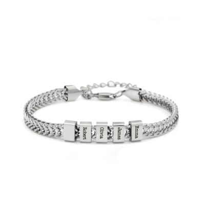 Engraved Braided Chain Bracelet For Men