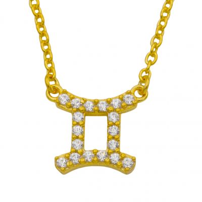 Gemini Necklace - Zodiac Sign Necklace with Diamonds [18K Gold Vermeil]