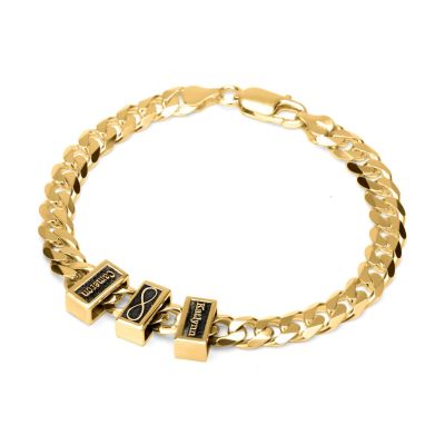 Infinity Charm Cuban Link Chain Bracelet With Names [18K Gold Vermeil]
