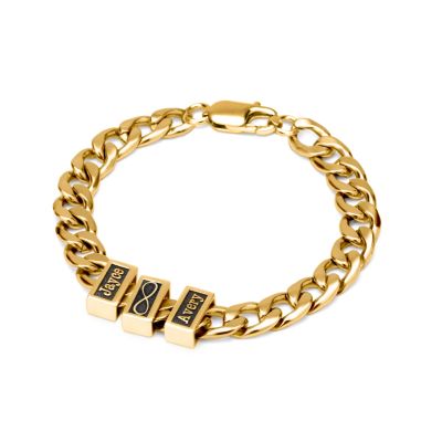 Infinity Charm Cuban Link Chain Bracelet With Names [18K Gold Plated]