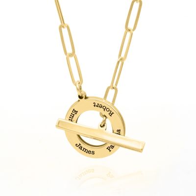 Family Anchor Link Chain Name Necklace [18K Gold Plated]