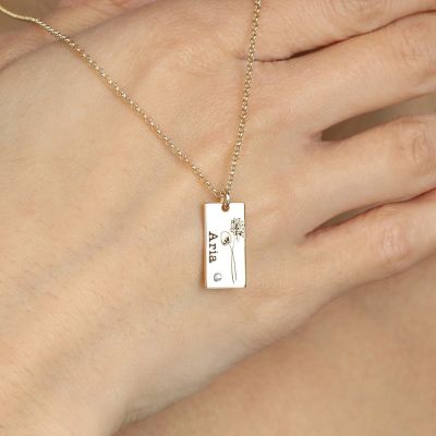 Mirella Birth Flower Name Necklace [18K Gold Vermeil] 