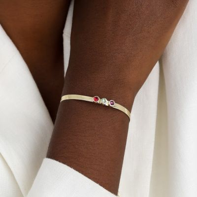 Herringbone Geburtsstein-Armband [750er vergoldet]