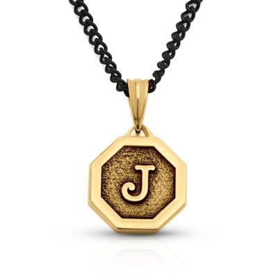 Inscribed Hexagon Initial Necklace - 18K Gold Plated