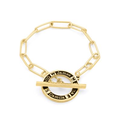 Family Anchor Link Chain Name Bracelet - Dark Circle [18K Gold Plated]