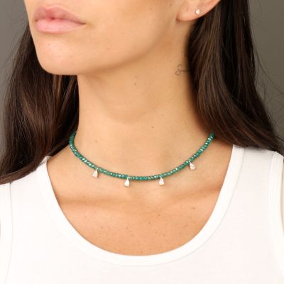 Serene Green Onyx Necklace with Crystals