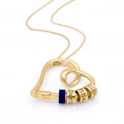 Ties of the Heart Name Necklace with Blue Charm [18K Gold Plated]