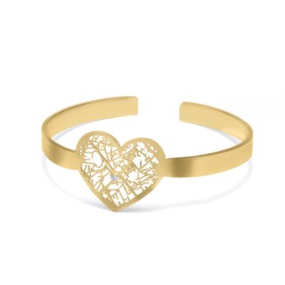 Ties of The Heart Map Cuff [18K Gold Plated]