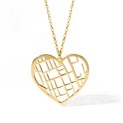 Heart Map Necklace [14 Karat Gold]