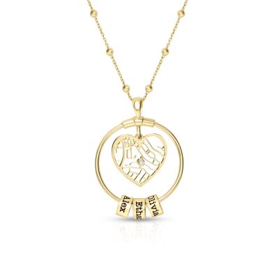 Herzensbindungen Kartenkette mit Namen [750er Gold Vermeil]