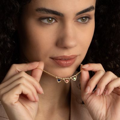 Infinite Hearts Birthstone Necklace [18K Gold Plated]