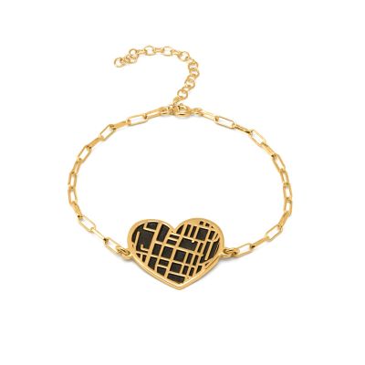 Heart Silhouette Map Bracelet [18K Gold Plated]