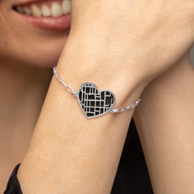 Heart Silhouette Map Bracelet [Sterling Silver]