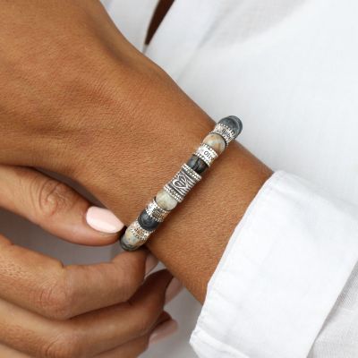 Ties Of The Heart Diamond Name Bracelet - Picasso Jasper [Sterling Silver]
