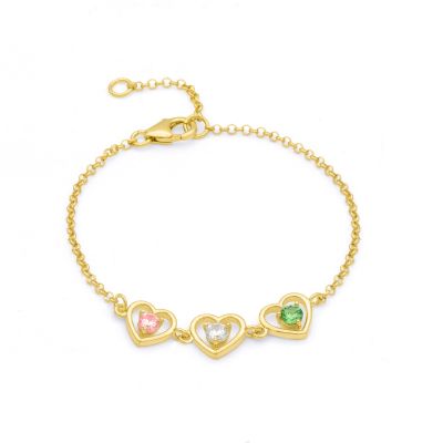 Infinite Hearts Birthstone Bracelet [18K Gold Plated]