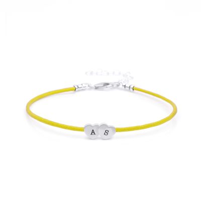 Intertwined Hearts Initials Bracelet - Yellow Cord [Sterling Silver]