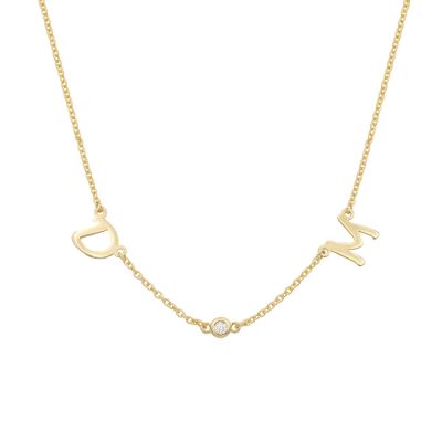 Helena Diamond Initials Necklace [14 Karat Gold]