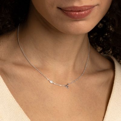 Helena Diamant Initiaal Ketting [Sterling Zilver]