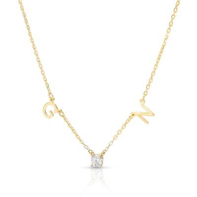 Helena Initials Necklace with 0.3 ct Diamond [18K Gold Vermeil]