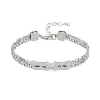 Emma Herringbone Name Bracelet [Sterling Silver]