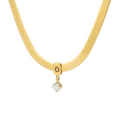 Talisa Herringbone Letter Necklace With 0.30 ct Diamond [18K Gold Plated]