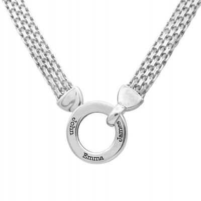 Family Circle Milanese Chain Name Necklace [Sterling Silver]