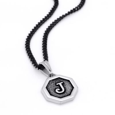 Hexagon Kette mit Initial - Sterlingsilber