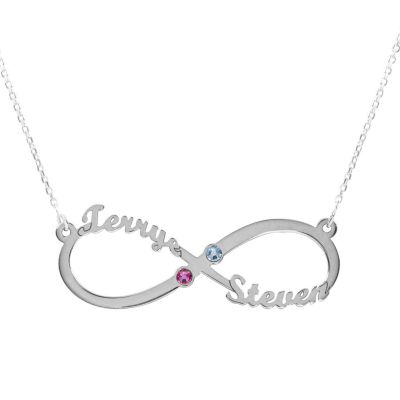 Dazzling Infinity Name and Birthstone Necklace [Sterling Silver]