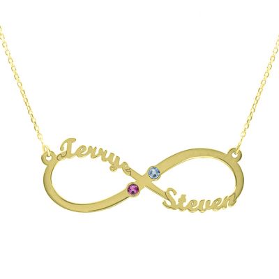 Dazzling Infinity Name and Birthstone Necklace [18K Gold Plated]