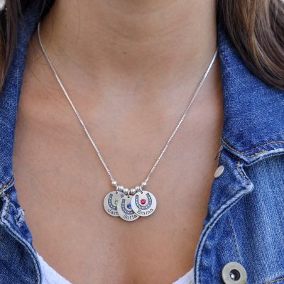 Collier à Pendentifs Porte-Bonheur avec Prénoms [Argent 925]