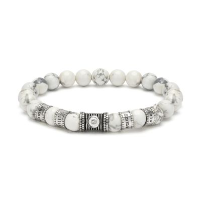Howlite Women Name Bracelet With 0.30 ct Diamond [Sterling Silver]