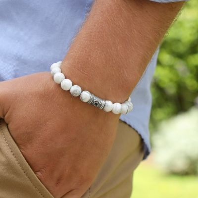 Howlite Hamsa Men Bracelet