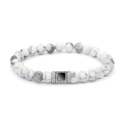 Howlite Men Bracelet with Nano Bible [Sterling Silver]