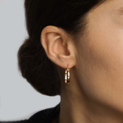 Large Huggie Hoop Earrings [18K Gold Plated] 