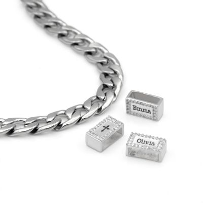 Cross Iced Charm For Cuban Link Chain [Sterling Silver]