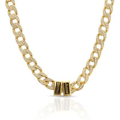 Iced Cuban Link Chain with Names - 18K Gold Plated